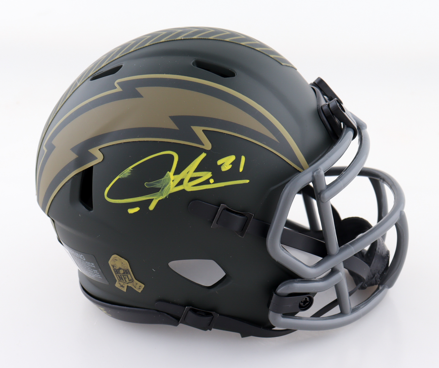 LaDainian Tomlinson Signed Chargers Salute to Service Alternate Speed Mini Helmet (Beckett) at PristineAuction.com LaDainian Tomlinson Signed Chargers Salute to Service Alternate Speed Mini Helmet (Beckett) at PristineAuction.com