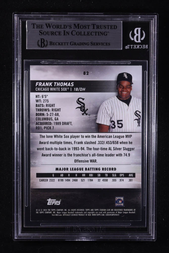 Frank Thomas Signed 2024 Topps Stadium Club #82 (BGS) at PristineAuction.com Frank Thomas Signed 2024 Topps Stadium Club #82 (BGS) at PristineAuction.com