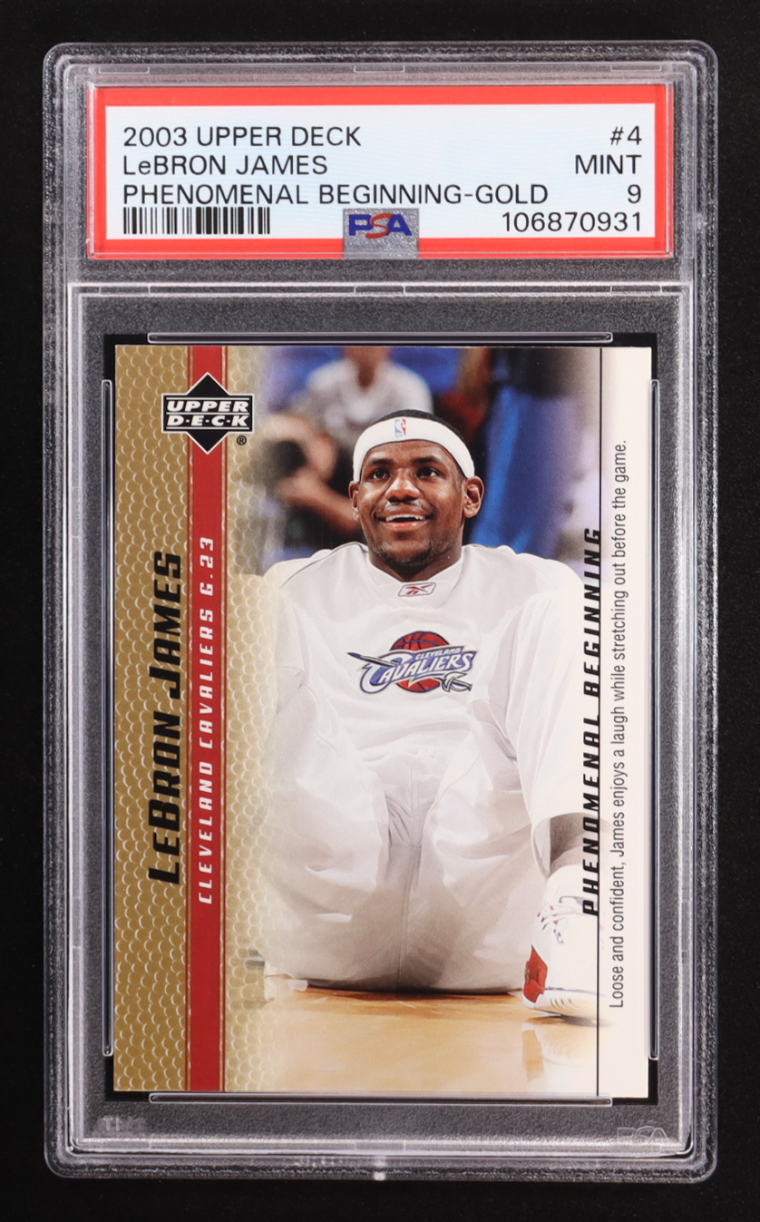 LeBron James 2003-04 Upper Deck Phenomenal Beginning LeBron James Gold #4 RC (PSA 9) at PristineAuction.com LeBron James 2003-04 Upper Deck Phenomenal Beginning LeBron James Gold #4 RC (PSA 9) at PristineAuction.com
