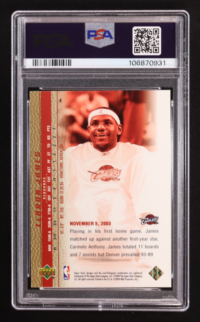 LeBron James 2003-04 Upper Deck Phenomenal Beginning LeBron James Gold #4 RC (PSA 9) at PristineAuction.com LeBron James 2003-04 Upper Deck Phenomenal Beginning LeBron James Gold #4 RC (PSA 9) at PristineAuction.com