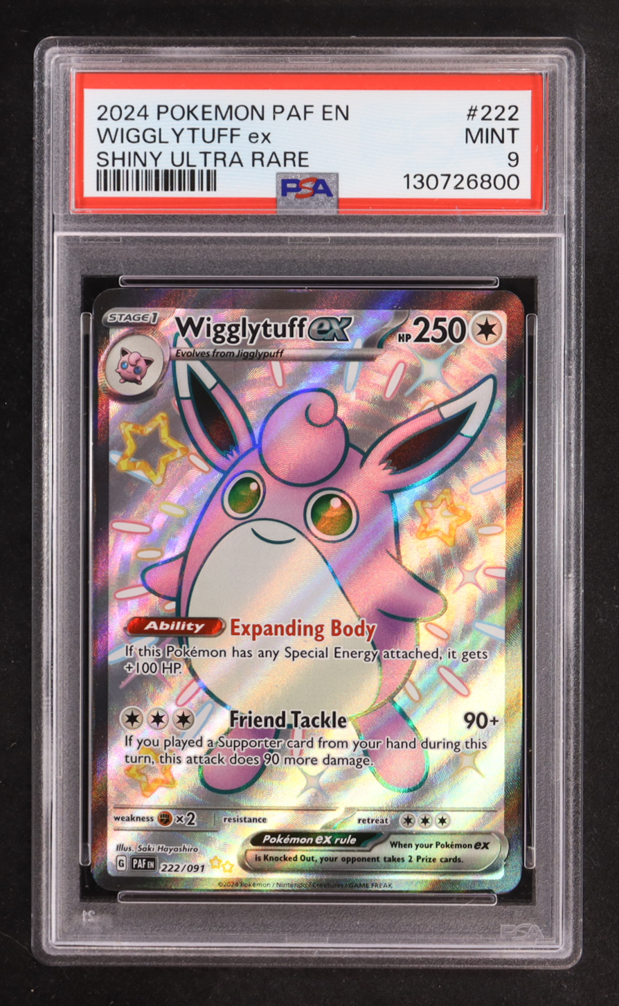 Wigglytuff ex 2024 Pokemon TCG Scarlet & Violet Paldean Fates #222 (PSA 9) at PristineAuction.com Wigglytuff ex 2024 Pokemon TCG Scarlet & Violet Paldean Fates #222 (PSA 9) at PristineAuction.com