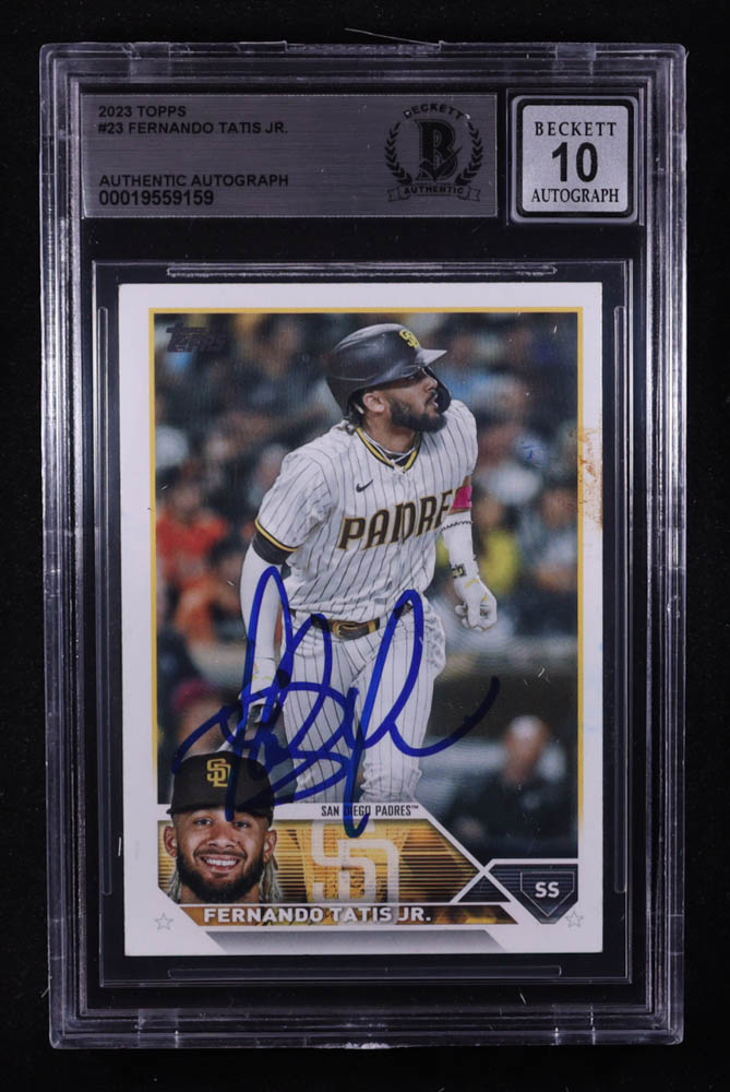 Fernando Tatis Jr. Signed 2023 Topps Series One #23 (BGS) at PristineAuction.com Fernando Tatis Jr. Signed 2023 Topps Series One #23 (BGS) at PristineAuction.com