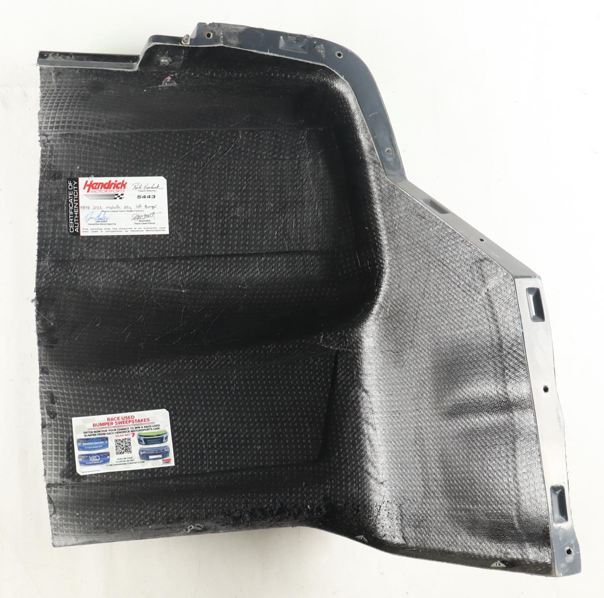 Alex Bowman Race-Used 2023 Ally 400 #48 Ally Left Bumper Car Piece (Hendrick Motorsports) at PristineAuction.com Alex Bowman Race-Used 2023 Ally 400 #48 Ally Left Bumper Car Piece (Hendrick Motorsports) at PristineAuction.com