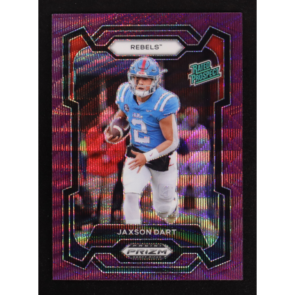Jaxson Dart 2024 Panini Prizm Draft Picks Prizms Purple Wave #147 RC at PristineAuction.com