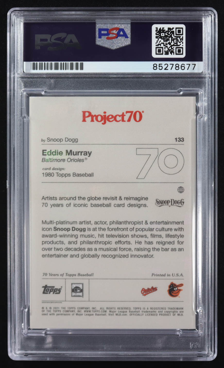 Eddie Murray Signed 2021 Topps Project 70 / Snoop Dogg #133 (PSA) at PristineAuction.com Eddie Murray Signed 2021 Topps Project 70 / Snoop Dogg #133 (PSA) at PristineAuction.com