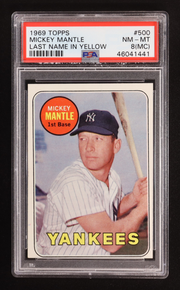 Mickey Mantle 1969 Topps Last Name In Yellow #500 (PSA 8)