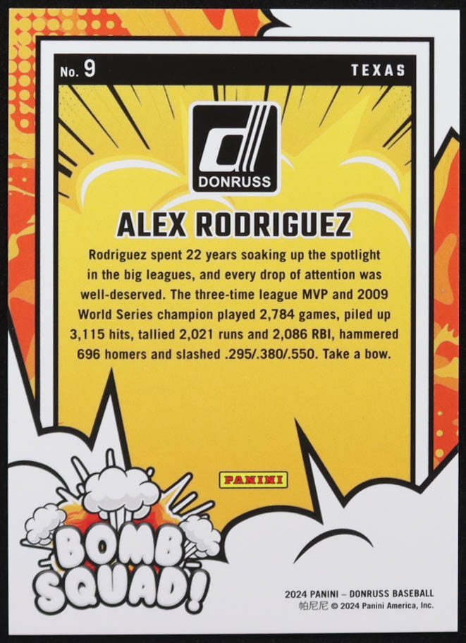 Alex Rodriguez 2024 Donruss Bomb Squad Orange Ice #9 #71/75 at PristineAuction.com Alex Rodriguez 2024 Donruss Bomb Squad Orange Ice #9 #71/75 at PristineAuction.com