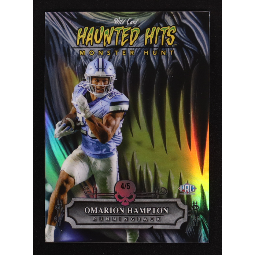 Omarion Hampton 2024 Wild Card Haunted Hits Monster Hunt Pumpkin Silver Rainbow Foil #HHPOH #4/5 RC at PristineAuction.com