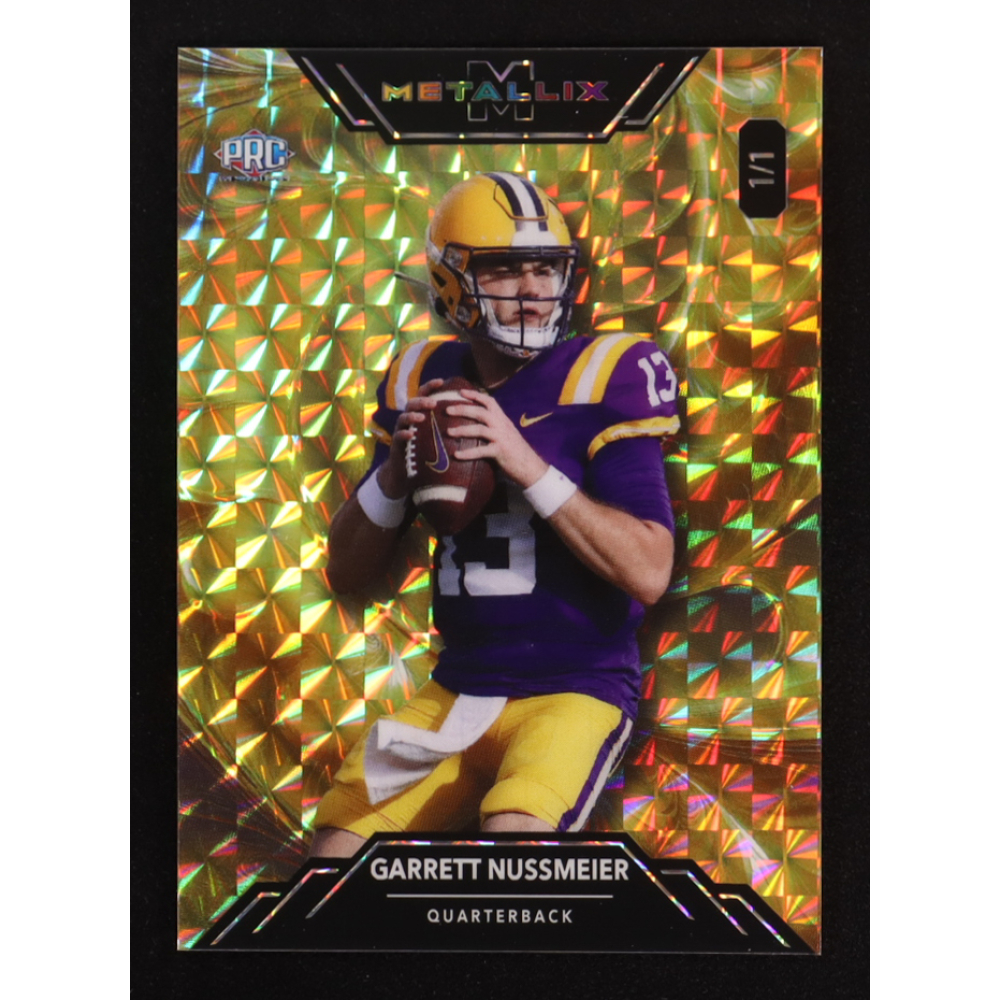Garrett Nussmeier 2025 Wild Card Metallix Wild Fractal Gold Mosaic #WMF-GN #1/1 RC at PristineAuction.com