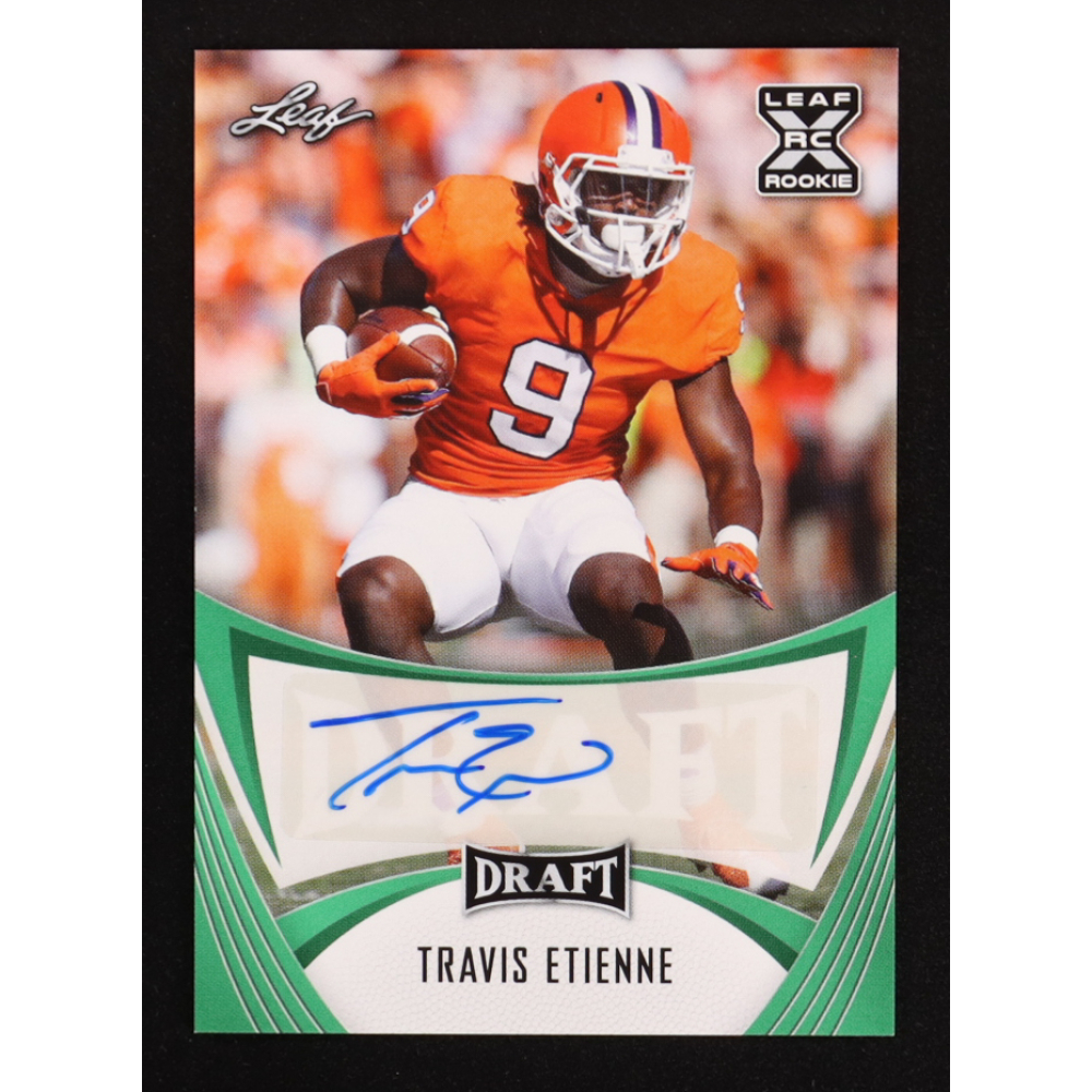 Travis Etienne Jr. 2021 Leaf Draft Autographs Green #BATE1 RC at PristineAuction.com