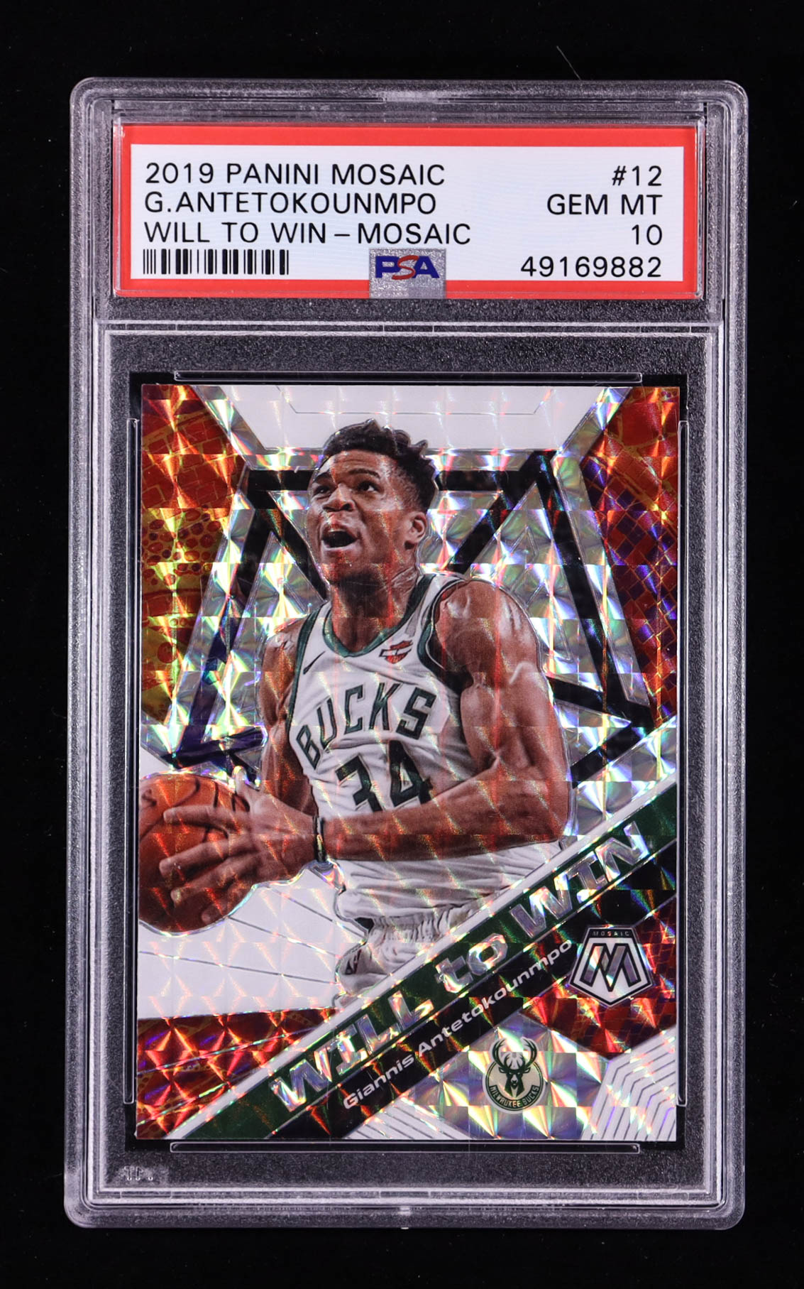 Giannis Antetokounmpo 2019-20 Panini Mosaic Will to Win Mosaic #12 (PSA 10) at PristineAuction.com Giannis Antetokounmpo 2019-20 Panini Mosaic Will to Win Mosaic #12 (PSA 10) at PristineAuction.com