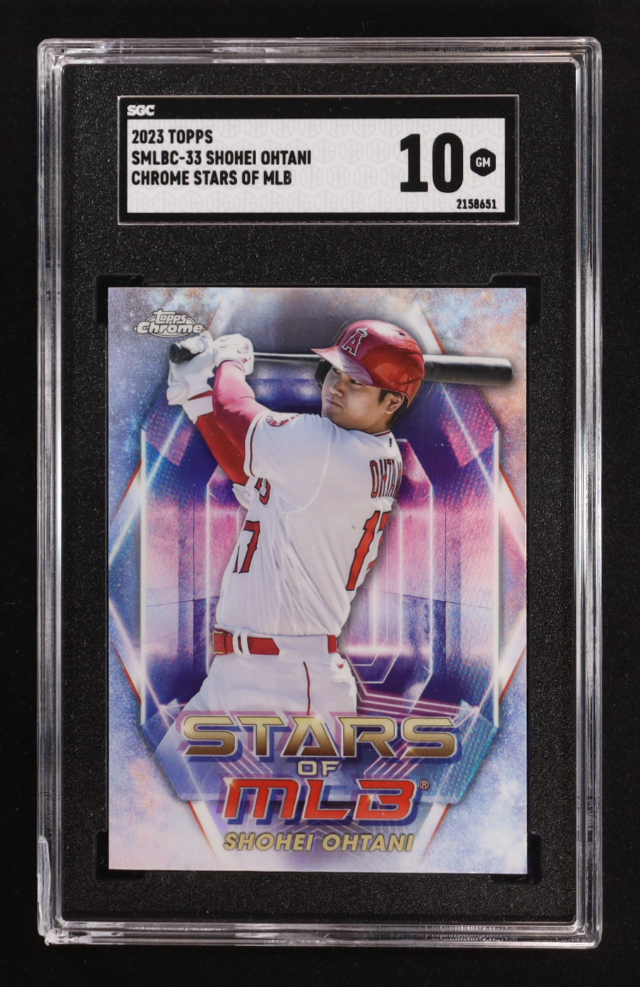 Shohei Ohtani 2023 Topps Stars of MLB Chrome #SMLBC33 (SGC 10) at PristineAuction.com Shohei Ohtani 2023 Topps Stars of MLB Chrome #SMLBC33 (SGC 10) at PristineAuction.com