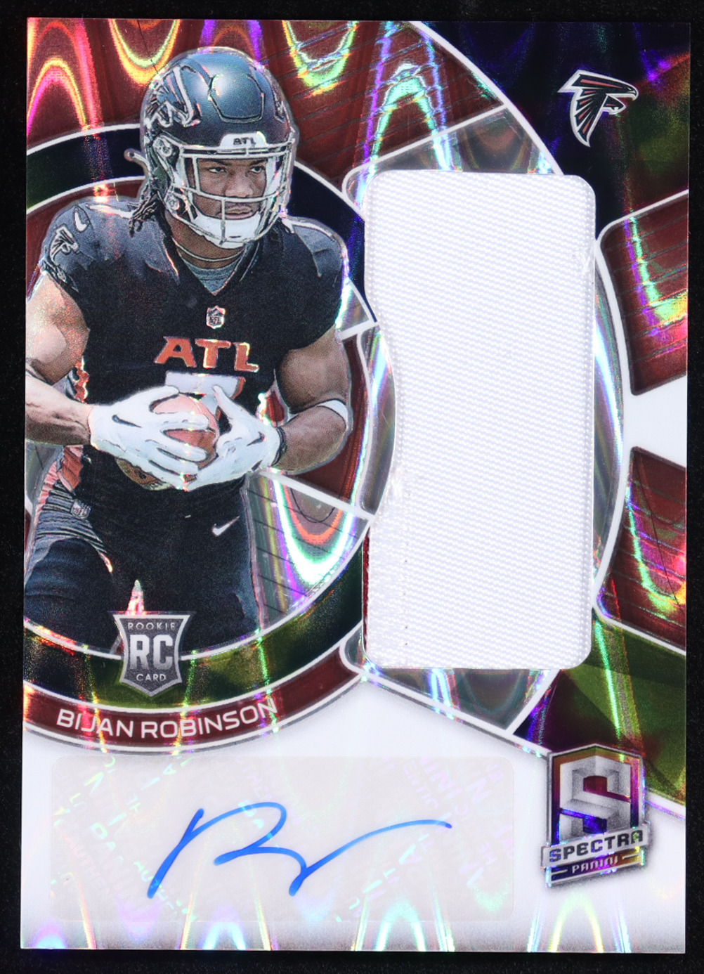 Bijan Robinson 2023 Panini Spectra Radiant Rookie Patch Autographs Supernova #7 #30/70 RC at PristineAuction.com Bijan Robinson 2023 Panini Spectra Radiant Rookie Patch Autographs Supernova #7 #30/70 RC at PristineAuction.com