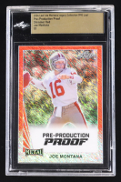 Joe Montana 2024 Leaf Joe Montana Legacy '90 Leaf Pre-Production Proof Simmer Red #NNO #1/1 (Leaf Encapsulated) at PristineAuction.com