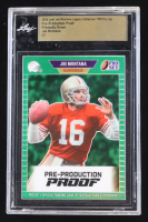 Joe Montana 2024 Leaf Joe Montana Legacy '89 Pro Set Pre-Production Proof Prismatic Green #NNO #1/1 (Leaf Encapsulated) at PristineAuction.com