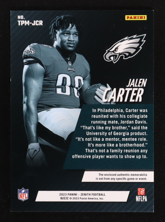 Jalen Carter 2023 Zenith Turning Pro Memorabilia #7 RC at PristineAuction.com Jalen Carter 2023 Zenith Turning Pro Memorabilia #7 RC at PristineAuction.com