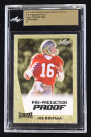 Joe Montana 2024 Leaf Joe Montana Legacy '90 Leaf Pre-Production Proof Super Prismatic Gold #NNO #1/1 (Leaf Encapsulated) at PristineAuction.com