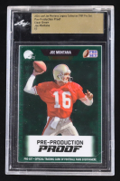 Joe Montana 2024 Leaf Joe Montana Legacy '89 Pro Set Pre-Production Proof Clear Green #NNO #1/1 (Leaf Encapsulated) at PristineAuction.com