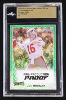 Joe Montana 2024 Leaf Joe Montana Legacy '90 Leaf Pre-Production Proof Shimmer Green #NNO #1/1 (Leaf Encapsulated) at PristineAuction.com