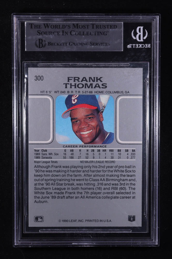 Frank Thomas Signed 1990 Leaf Inscribed "HOF 2014" #300 RC (BGS) at PristineAuction.com Frank Thomas Signed 1990 Leaf Inscribed "HOF 2014" #300 RC (BGS) at PristineAuction.com