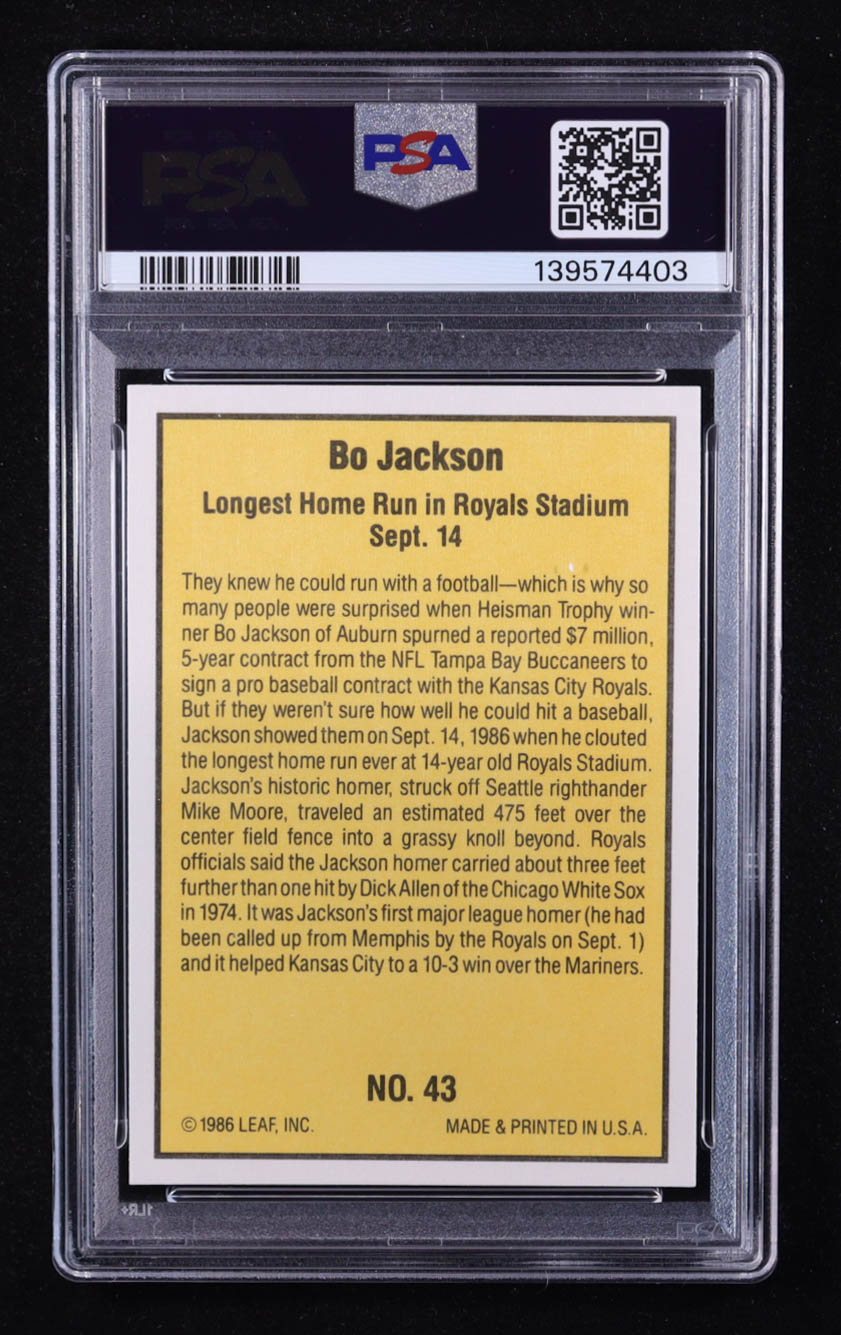 Bo Jackson 1986 Donruss Highlights #43 (PSA 9) at PristineAuction.com Bo Jackson 1986 Donruss Highlights #43 (PSA 9) at PristineAuction.com