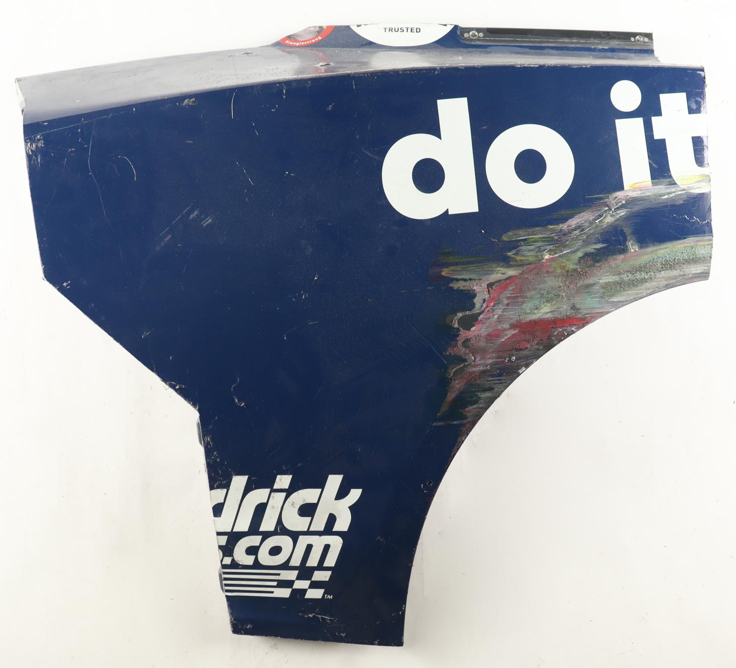 Alex Bowman Race-Used 2022 Darlington Raceway 1 #48 Ally Throwback Partial Right Rear Quarter Panel Car Piece (Hendrick Motorsports) at PristineAuction.com Alex Bowman Race-Used 2022 Darlington Raceway 1 #48 Ally Throwback Partial Right Rear Quarter Panel Car Piece (Hendrick Motorsports) at PristineAuction.com