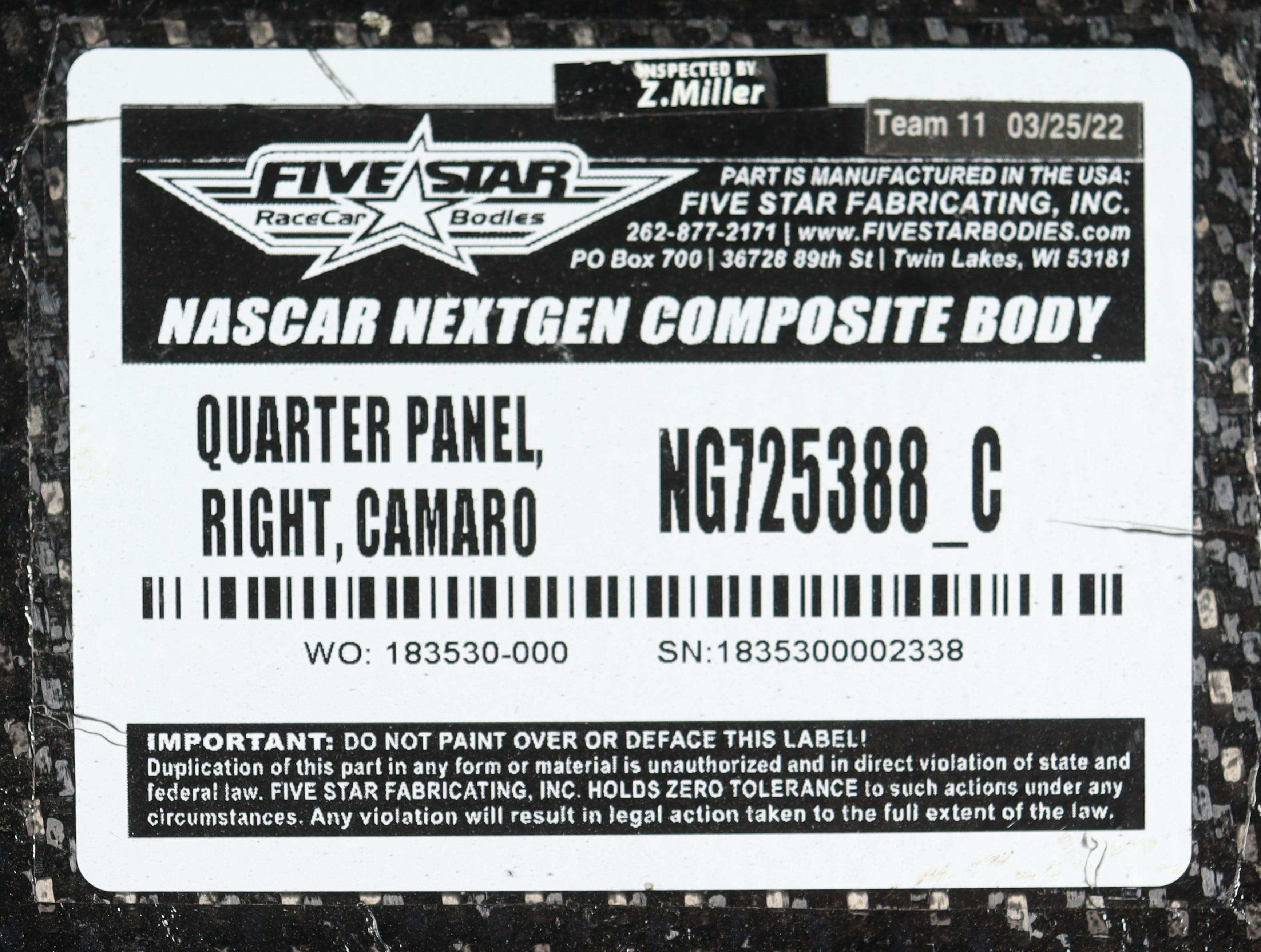 Alex Bowman Race-Used 2022 Darlington Raceway 1 #48 Ally Throwback Partial Right Rear Quarter Panel Car Piece (Hendrick Motorsports) at PristineAuction.com Alex Bowman Race-Used 2022 Darlington Raceway 1 #48 Ally Throwback Partial Right Rear Quarter Panel Car Piece (Hendrick Motorsports) at PristineAuction.com