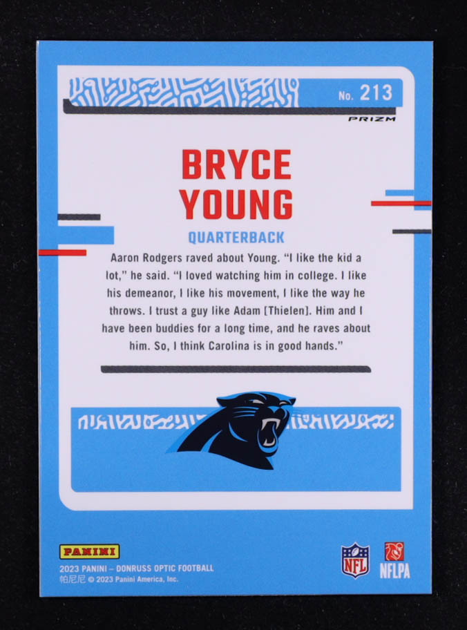 Bryce Young 2023 Donruss Optic Green Hyper #213 RR RC at PristineAuction.com Bryce Young 2023 Donruss Optic Green Hyper #213 RR RC at PristineAuction.com