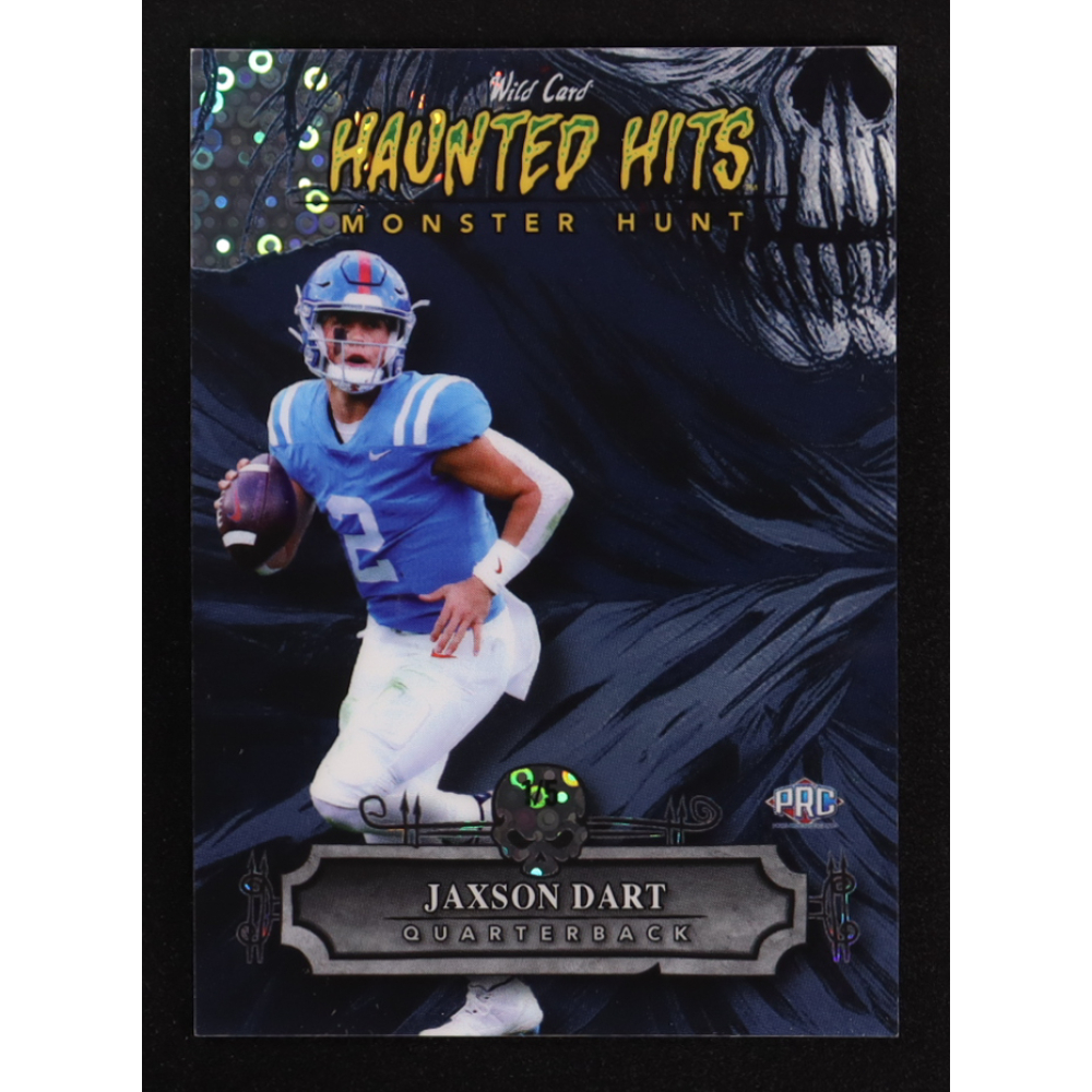 Jaxson Dart 2024 Wild Card Haunted Hits Monster Hunt Scarecrow Silver Donut Circles #HHSJD #1/5 RC at PristineAuction.com