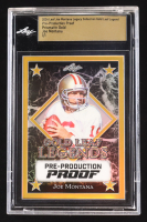 Joe Montana 2024 Leaf Joe Montana Legacy Gold Leaf Legends Pre-Production Proof Prismatic Gold #NNO #1/1 (Leaf Encapsulated) at PristineAuction.com