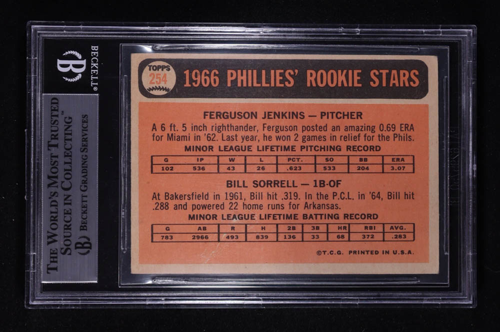 Fergie Jenkins Signed 1966 Topps Rookie Stars #254 RC (BGS) at PristineAuction.com Fergie Jenkins Signed 1966 Topps Rookie Stars #254 RC (BGS) at PristineAuction.com