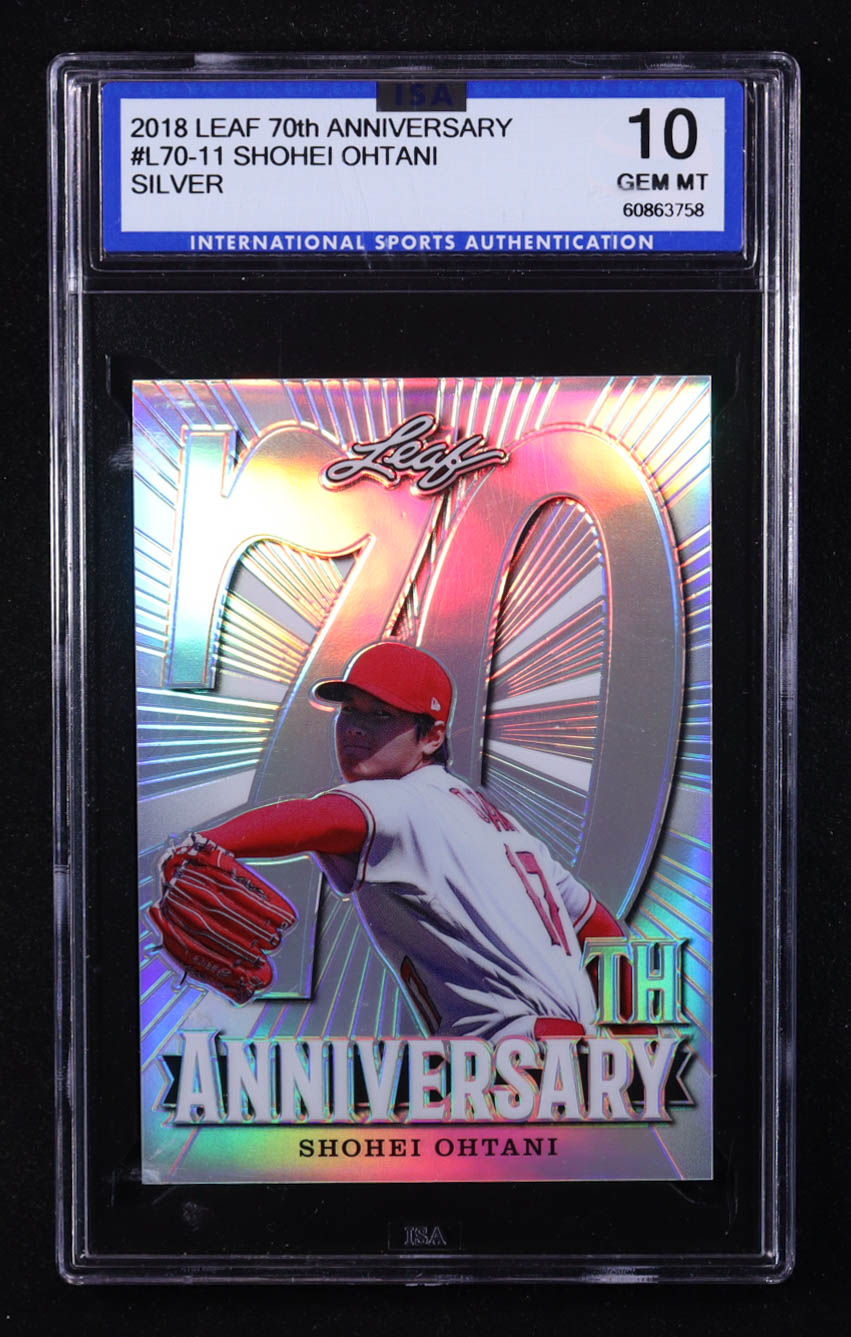 Shohei Ohtani 2018 Leaf 70th Anniversary Silver #L70-11 (ISA 10) at PristineAuction.com Shohei Ohtani 2018 Leaf 70th Anniversary Silver #L70-11 (ISA 10) at PristineAuction.com