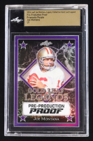 Joe Montana 2024 Leaf Joe Montana Legacy Gold Leaf Legends Pre-Production Proof Prismatic Purple #NNO #1/1 (Leaf Encapsulated) at PristineAuction.com