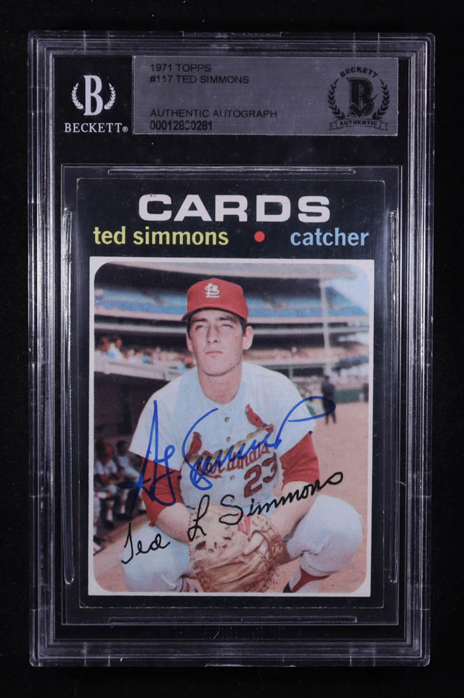 Ted Simmons Signed 1971 Topps #117 RC (BGS) at PristineAuction.com Ted Simmons Signed 1971 Topps #117 RC (BGS) at PristineAuction.com