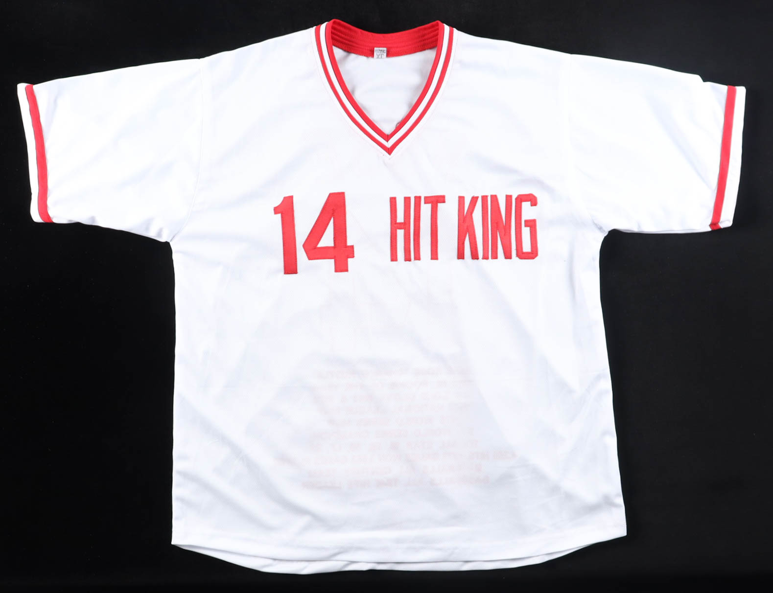 Pete Rose Signed Career Highlight Stat Jersey (Rose) at PristineAuction.com Pete Rose Signed Career Highlight Stat Jersey (Rose) at PristineAuction.com