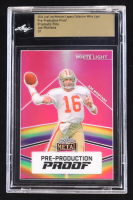 Joe Montana 2024 Leaf Joe Montana Legacy White Light Pre-Production Proof Prismatic Pink #NNO #1/1 (Leaf Encapsulated) at PristineAuction.com