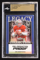 Joe Montana 2024 Leaf Joe Montana Legacy Base Auto Pre-Production Proof Prismatic Blue #NNO #1/1 (Leaf Encapsulated) at PristineAuction.com