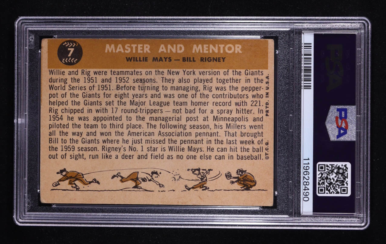 Willie Mays / Bill Rigney MG 1960 Topps #7 / Master and Mentor (PSA 2) (MC) at PristineAuction.com Willie Mays / Bill Rigney MG 1960 Topps #7 / Master and Mentor (PSA 2) (MC) at PristineAuction.com