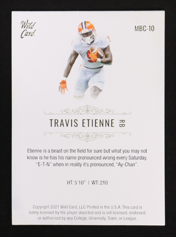 Travis Etienne Jr. 2021 Wild Card Matte White Autographs #MBC10 #52/75 RC at PristineAuction.com Travis Etienne Jr. 2021 Wild Card Matte White Autographs #MBC10 #52/75 RC at PristineAuction.com