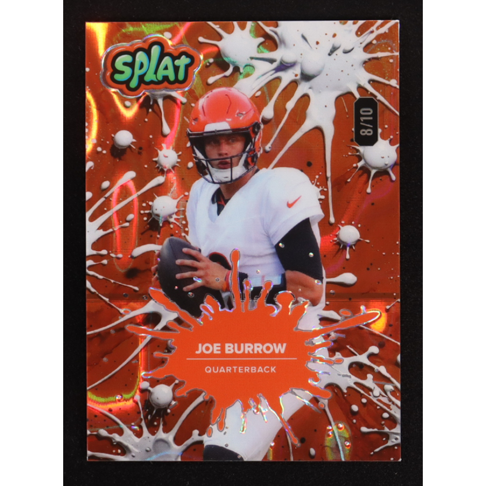Joe Burrow 2025 Wild Card Splat Background 4 Orange Lava #SBORA04JB #08/10 at PristineAuction.com
