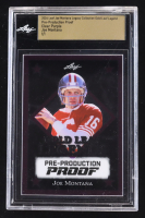 Joe Montana 2024 Leaf Joe Montana Legacy Gold Leaf Legends Pre-Production Proof Clear Purple #NNO #1/1 (Leaf Encapsulated) at PristineAuction.com