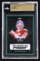 Joe Montana 2024 Leaf Joe Montana Legacy Gold Leaf Legends Pre-Production Proof Clear Green #NNO #1/1 (Leaf Encapsulated) at PristineAuction.com