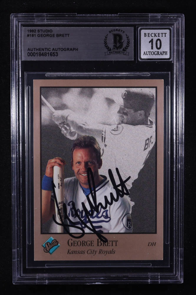 George Brett Signed 1992 Topps Studio #181 (BGS | Autograph Graded BGS 10) at PristineAuction.com George Brett Signed 1992 Topps Studio #181 (BGS | Autograph Graded BGS 10) at PristineAuction.com