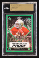 Joe Montana 2024 Leaf Joe Montana Legacy Gold Leaf Legends Pre-Production Proof Prismatic Green #NNO #1/1 (Leaf Encapsulated) at PristineAuction.com