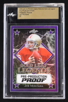 Joe Montana 2024 Leaf Joe Montana Legacy Gold Leaf Legends Pre-Production Proof Prismatic Purple #NNO #1/1 (Leaf Encapsulated) at PristineAuction.com