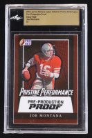 Joe Montana 2024 Leaf Joe Montana Legacy Pristine Performance Pre-Production Proof Clear Red #NNO #1/1 (Leaf Encapsulated) at PristineAuction.com