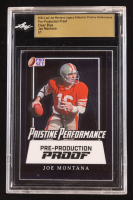 Joe Montana 2024 Leaf Joe Montana Legacy Pristine Performance Pre-Production Proof Clear Blue #NNO #1/1 (Leaf Encapsulated) at PristineAuction.com
