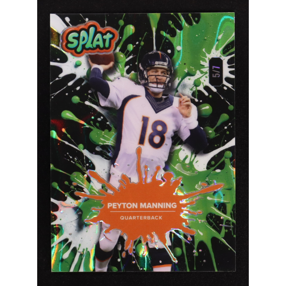 Peyton Manning 2025 Wild Card Splat Background 4 Lime Lava #SBLIM04PM #5/7 at PristineAuction.com