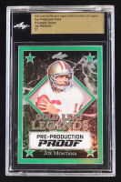 Joe Montana 2024 Leaf Joe Montana Legacy Gold Leaf Legends Pre-Production Proof Prismatic Green #NNO #1/1 (Leaf Encapsulated) at PristineAuction.com