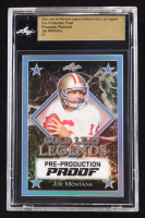 Joe Montana 2024 Leaf Joe Montana Legacy Gold Leaf Legends Pre-Production Proof Prismatic Platinum #NNO #1/1 (Leaf Encapsulated) at PristineAuction.com